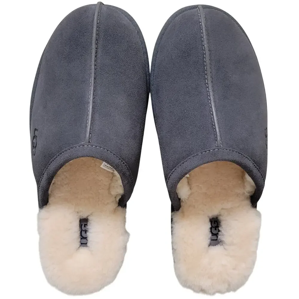 UGG Men Scuff Wool Lined Mule Slippers Size US 10 Dark Grey Suede